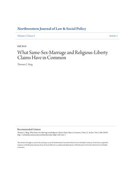 What Same-Sex-Marriage and Religious-Liberty Claims Have in Common Thomas C