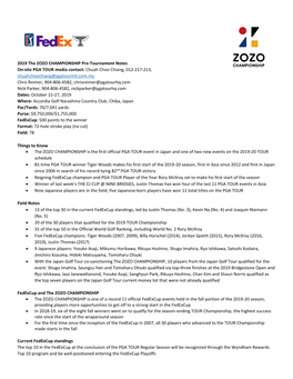 2019 the ZOZO CHAMPIONSHIP Pre