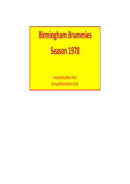 Birmingham Brummies Season 1978