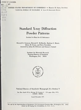 Standard X-Ray Diffraction Powder Patterns: Section 9