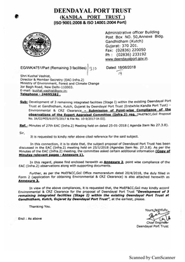 Scanned by Camscanner Minutes of the 27Th Meeting of Expert Appraisal Committee (Infra-2) Held on 25Th January, 2018