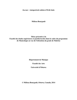 Socrate : Autoportrait Cubiste D'erik Satie Mélissa Bourgault Se Pr Se