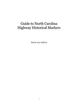 NC Historical Markers Guide Final March 2020