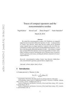 Traces on Compact Operators and the Noncommutative Residue