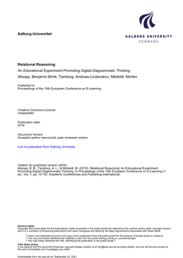 Relational Reasoning an Educational Experiment Promoting Digital Diagrammatic Thinking Allsopp, Benjamin Brink; Tamborg, Andreas Lindenskov; Misfeldt, Morten