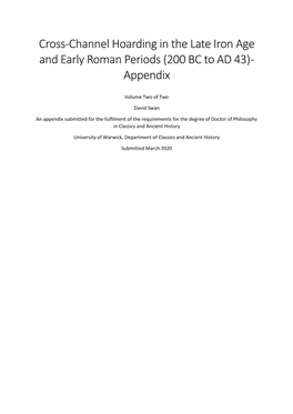 Cross-Channel Hoarding in the Late Iron Age and Early Roman Periods (200 BC to AD 43) - Appendix