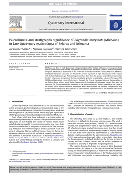 Paleoclimatic and Stratigraphic Significance of Belgrandia Marginata