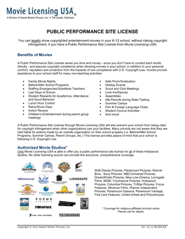 Public Performance Site License