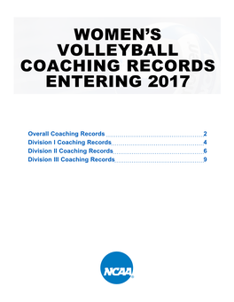 Women's Volleyball Coaching Records Entering 2017