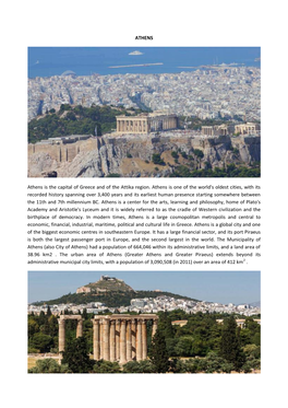 ATHENS Athens Is the Capital of Greece and of the Attika Region