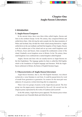 Chapter One Anglo-Saxon Literature