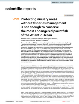 Protecting Nursery Areas Without Fisheries Management Is Not Enough to Conserve the Most Endangered Parrotfish of the Atlantic O