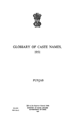 Glossary of Castes Names, Punjab