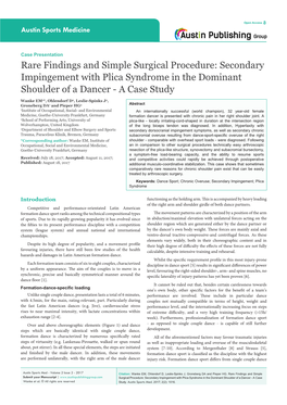 Secondary Impingement with Plica Syndrome in the Dominant Shoulder of a Dancer - a Case Study