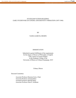 Early Puerto Rican Cinema and Identity Formation (1897-1940)