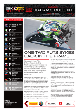 One-Two Puts Sykes Back in the Frame