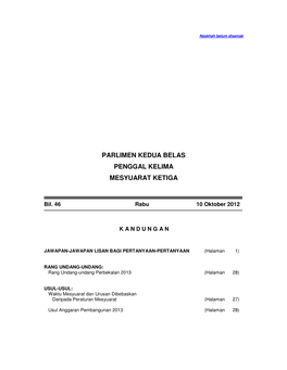 Parlimen Kedua Belas Penggal Kelima Mesyuarat Ketiga