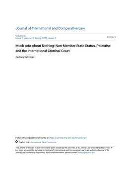 Non-Member State Status, Palestine and the International Criminal Court