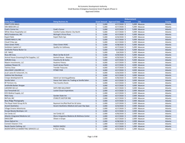 Small Business Emergency Assistance Grant Program (Phase 1) Approved Entities