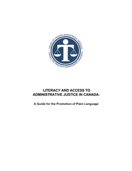 Literacy and Access to Administrative Justice in Canada