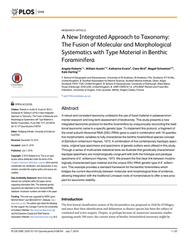 A New Integrated Approach to Taxonomy: the Fusion of Molecular and Morphological Systematics with Type Material in Benthic Foraminifera