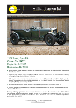 1929 Bentley Speed 6 LR