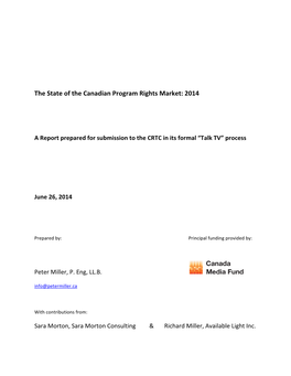 The State of the Canadian Program Rights Market: 2014