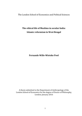 The Ethical Life of Muslims in Secular India: Islamic Reformism in West Bengal