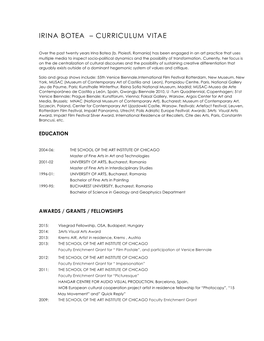 Irina Botea – Curriculum Vitae