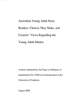 Australian Young Adult Keen Readers