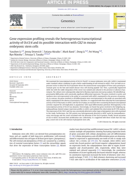 Gene Expression Profiling Reveals the Heterogeneous Transcriptional Activity of Oct3/4 and Its Possible Interaction with Gli2 In