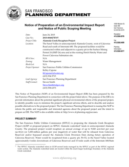 Notice of Preparation of an Environmental Impact Report and Notice of Public Scoping Meeting