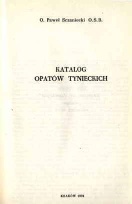 Katalog Opatów Tynieckich
