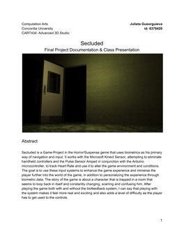 Secluded Final Project Documentation & Class Presentation