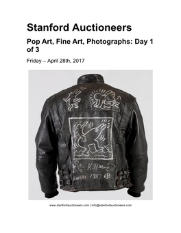 Stanford Auctioneers Pop Art, Fine Art, Photographs: Day 1 of 3 Friday – April 28Th, 2017