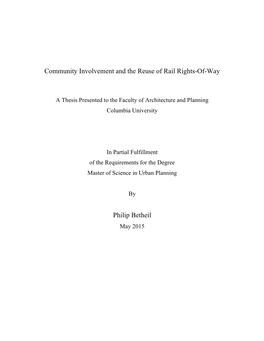 Community Involvement and the Reuse of Rail Rights-Of-Way Philip