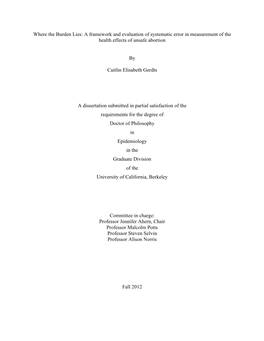 Where the Burden Lies: a Framework and Evaluation of Systematic Error in Measurement of the Health Effects of Unsafe Abortion