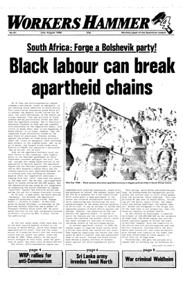 South Africa: Forge a Bolshevik P'artyj a Our Can Rea • a Art Ei Cains