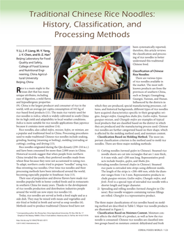 Traditional Chinese Rice Noodles: History, Classification, and Processing Methods