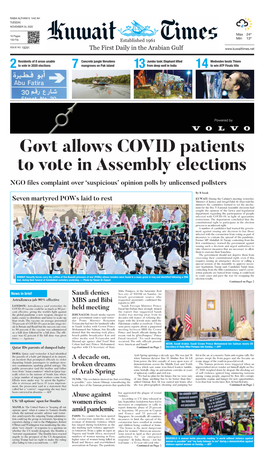 Govt Allows COVID Patients to Vote in Assembly Elections