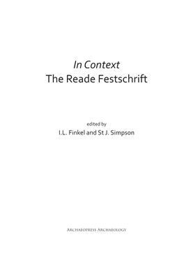 In Context the Reade Festschrift