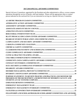 Faculty Committees: Usc Columbia 2001 02