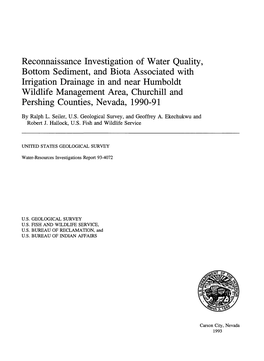 Reconnaissance Investigation of Water Quality, Bottom Sediment, and Biota Associated with Irrigation Drainage in and Near Humbol