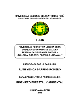 Ruth Yésica Barrios Romero Ingeniero Forestal Y