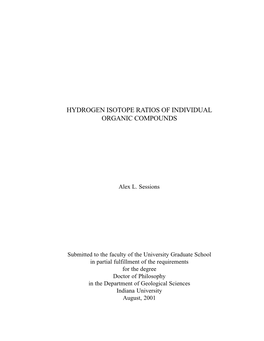 Hydrogen Isotope Ratios of Individual Organic Compounds