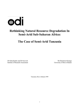 Rethinking Natural Resource Degradation in Semi-Arid Sub-Saharan Africa