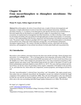 Chapter 16 from Mycorrhizosphere to Rhizosphere Microbiome: the Paradigm Shift