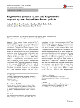 Kroppenstedtia Pulmonis Sp. Nov. and Kroppenstedtia Sanguinis Sp. Nov., Isolated from Human Patients