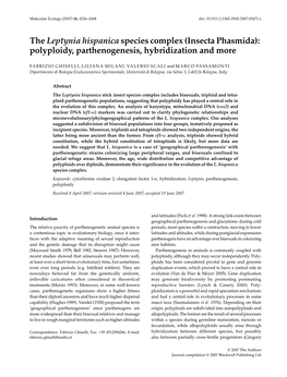 Insecta Phasmida): Polyploidy, Parthenogenesis, Hybridization and More