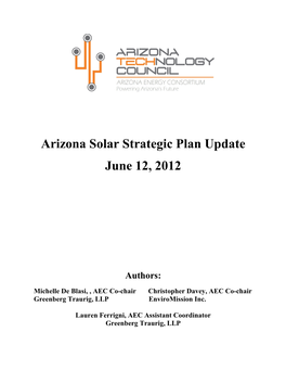 Arizona Solar Strategic Plan Update June 12, 2012